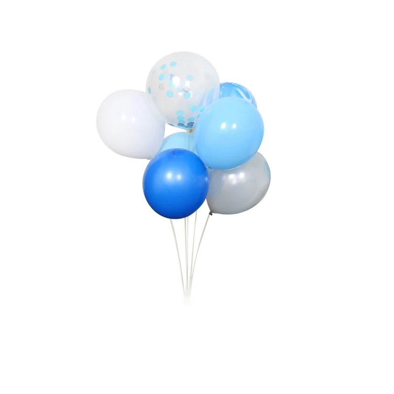 6 шт латексные и 18 дюймов воздушные шары с дизайном «сердце» Happy День рождения украшения дети шары для свадебного декора Babyshower вечерние поставки - Цвет: Blue and white2