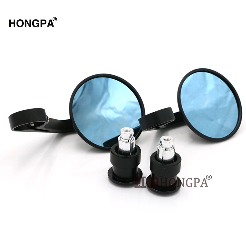 Round 7/8" Handlebar Aluminum Alloy Motocycle Rearview Mirrors Moto End Motor Side Mirrors Motorcycle Cafe Racer Accessories - Цвет: Черный