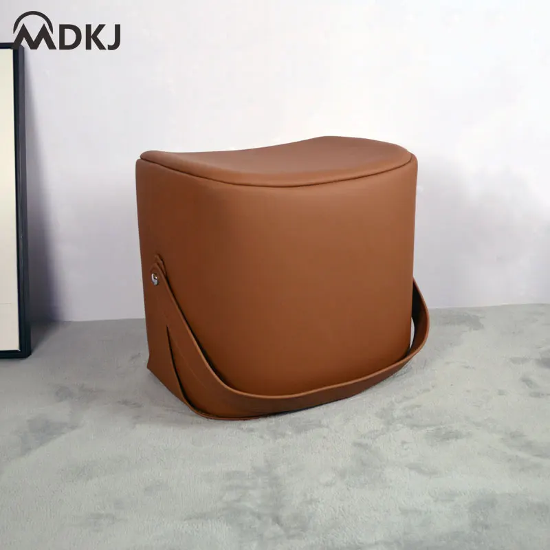 brown Leather Стул диван османский стул для макияжа/табурет для ног/Hi-Q микрофибра кожа с кашемиром Портативный Табурет/табурет для обуви - Цвет: brown Leather