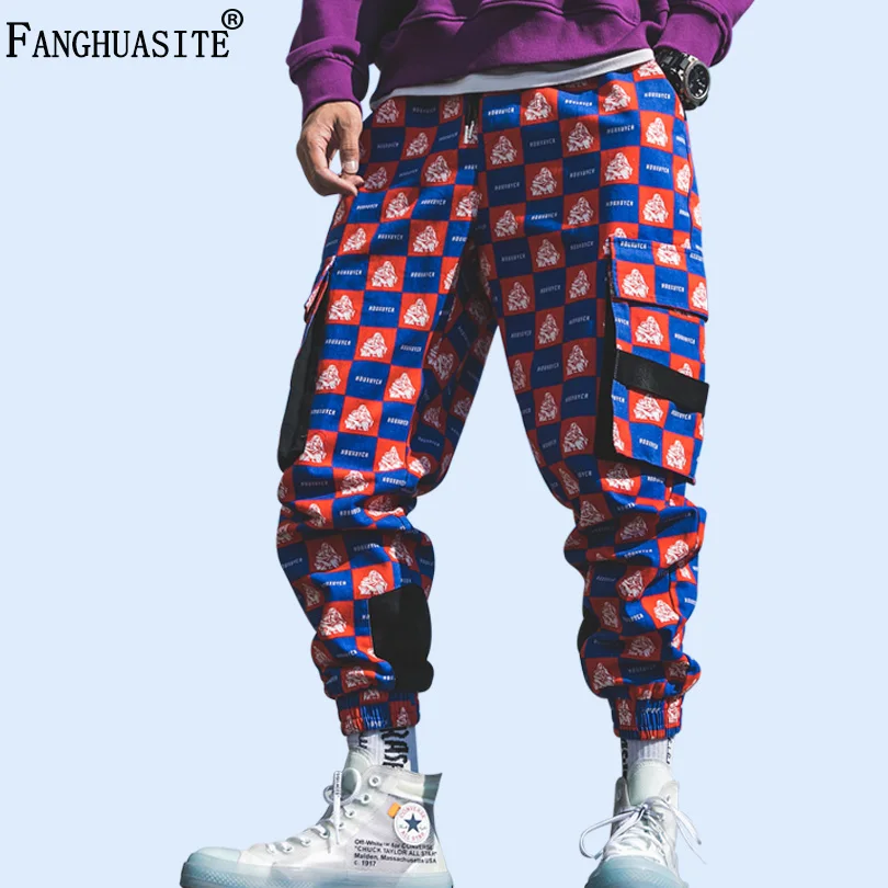 Brand High quality Men's Cotton Trousers Hip Hop jogging Autumn Winter Casual Pants Printing Big-pocket Fashion Cargo Pants A910