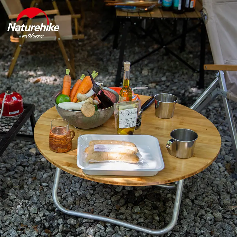 Naturehike Портативный Бамбуковый круглый стол складной походный стол для пикника