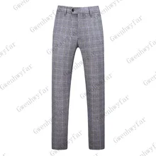Gwenhwayfar Для Мужчин серый Клетчатый костюм брюки для девочек торжественное платье брюки Бизнес Повседневное тонкий Pantalon классический костюм в клетку брюки для девочек на свадьбу