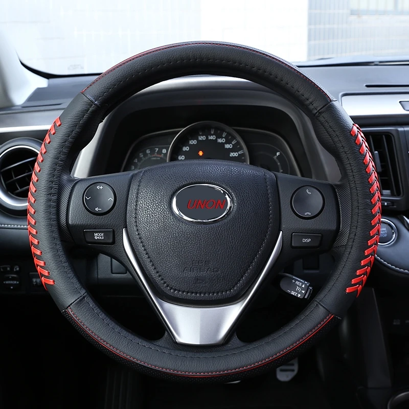 Ручная швейная крышка рулевого колеса 38 см для Toyota Yaris Tundra Tacoma RAV4 COROLLA, Aygo Avalon Auris аксессуары - Название цвета: Red 1pc
