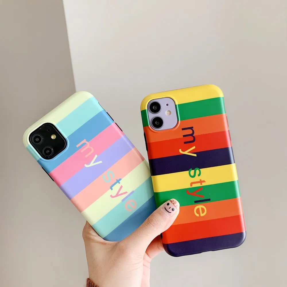 

Ins color stripes For iPhone 11 Pro Max XR XS Max XS 7 8 Plus IMD soft shell