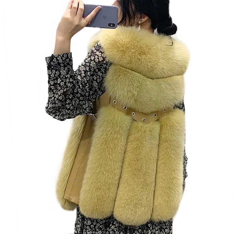 

Natural Fox Fur Long Vest Hot New Real Fox Fur Gilet Winter High Quality High Fashion Women Fox Fur Vests
