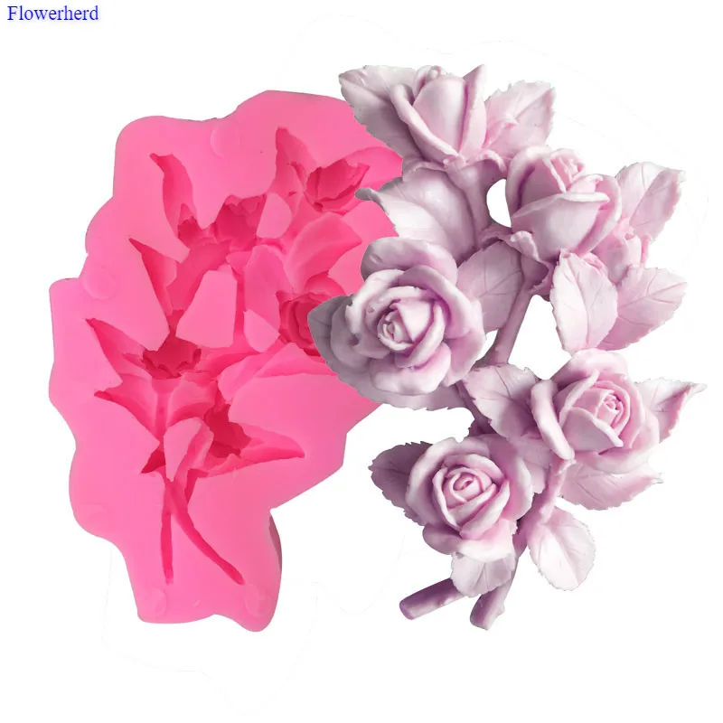 A Bunch of Flowers Clustered Fondant Liquid Silicone Mold Handmade Soap Candle Ornaments Gypsum Epoxy Cake Decorations | Дом и сад