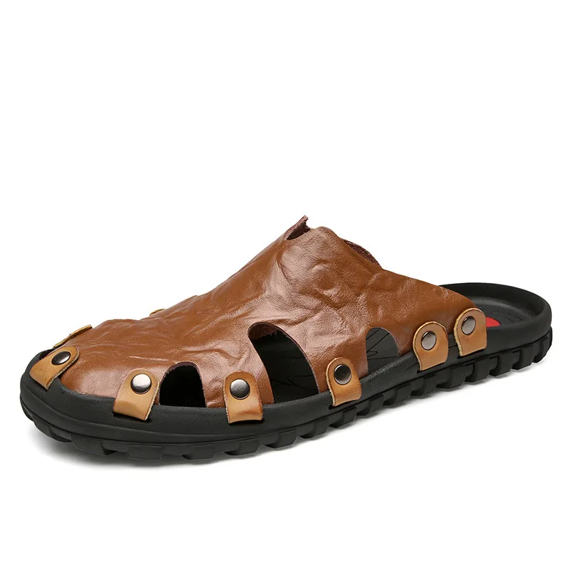 

Large Size Men's Slippers 2019 New Style Closed-toe Foot Covering Casual Handmade MEN'S Slippers Anti-slip 38-47 Code