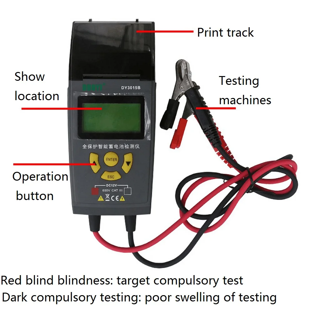 Автомобильный тестер батареи с принтом 12 В 24 в анализатор свинцово-кислотный Авто CCA IEC EN DIN JIS для Портативного Принтера диагностический инструмент DY3015C