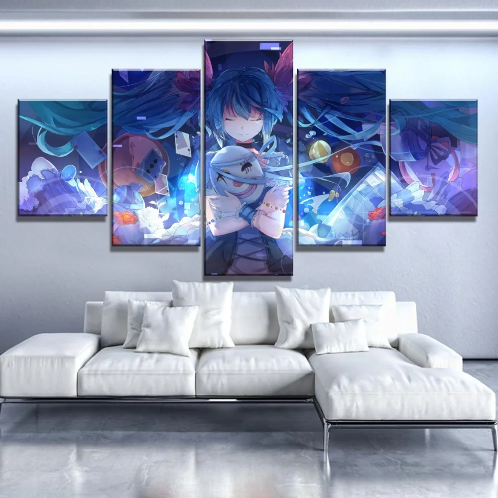 5 шт. HD принт Vocaloid Hatsune Miku аниме девушка живопись холст стены искусство картина украшение дома Гостиная Холст Живопись