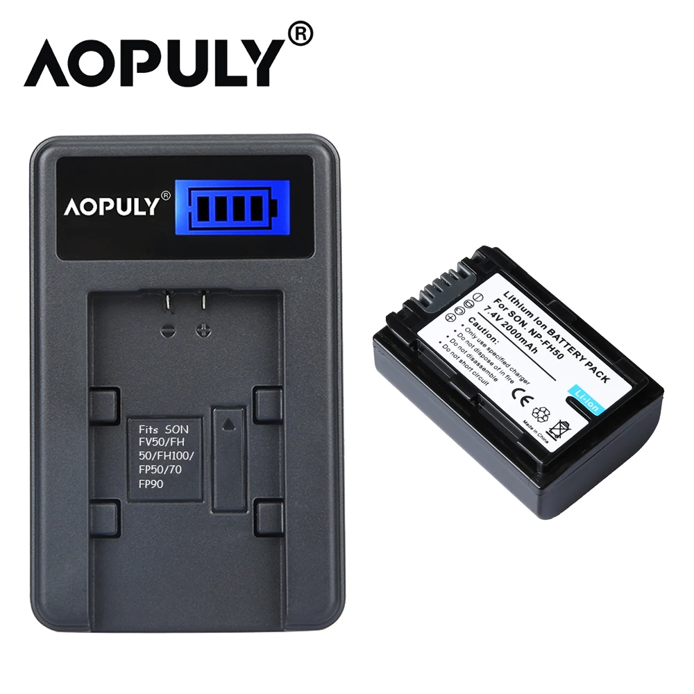 AOPULY NPFH50 Li-Ion Камера Батарея и USB зарядное устройство для sony A230 A330 A290 A390 DSC-HX1 HX100 HX200 HDR-TG1E TG3 TG5 TG7 - Цвет: 1 pcs and charger