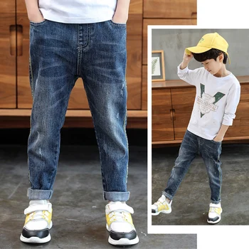 

IENENS Kids Jeans Boys Denim Pants 2020 Fashion Jeans Young Boy Casual Trousers Elastic Waist Pants 5-13Y Child Spring Jeans