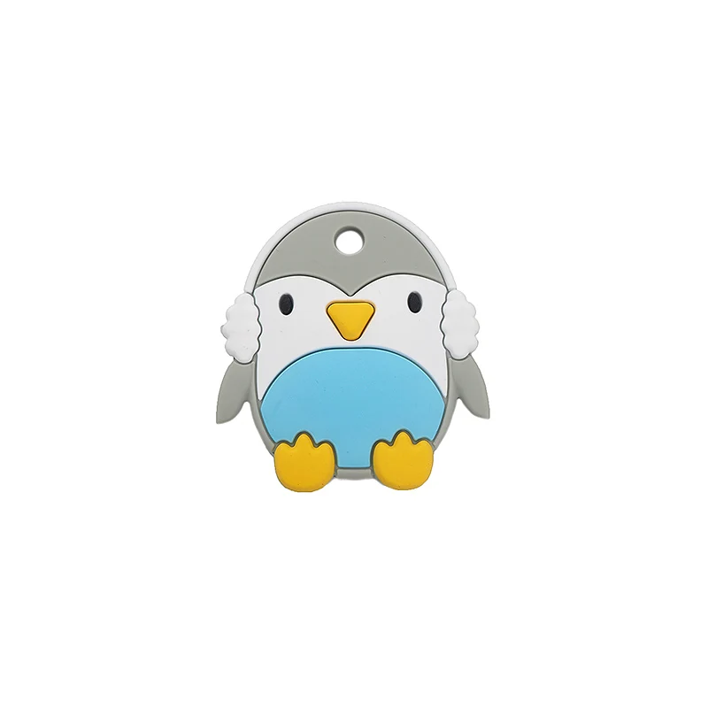 Серый Chenkai, 5 шт., без бисфенола, силиконовый Прорезыватель в виде пингвина, прорезыватель в виде животных, пищевая игрушка для ребенка, жевательная Соска-подвеска, аксессуары - Цвет: Серый