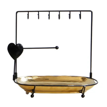 

Desktop Jewelry Cosmetics Rectangular Storage Box Nordic Style Iron Ceramic Storage Rack Removable