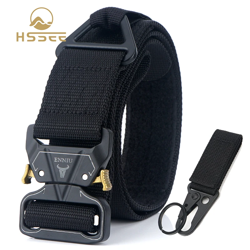 

HSSEE official authentic original men's tactical belt 4.3cm soft real nylon military army belt free 600D encrypted nylon buckle