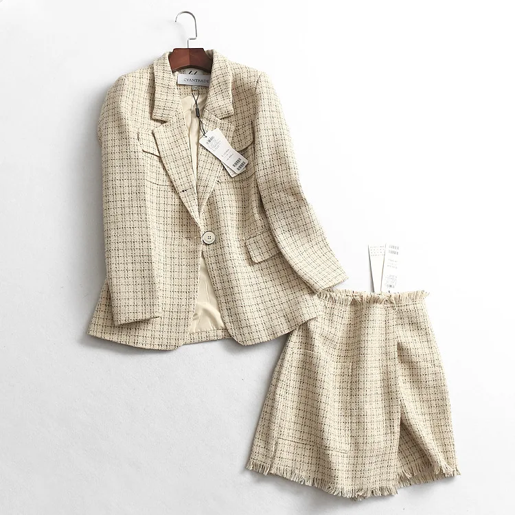 

One's Plaid Suit One-Button Elegant Coat Suit Women's Suit Entity