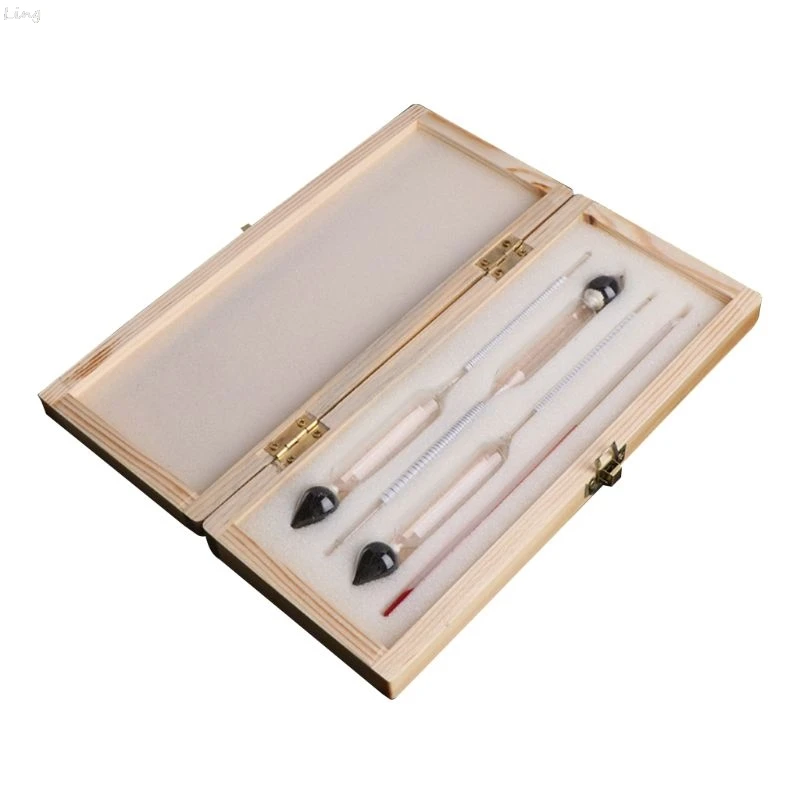 

Hydrometer Hydrometer Tester Vintage measuring bottle wooden box Set Tools Alcoholmeter Alcohol Meter Wine Concentration Meter