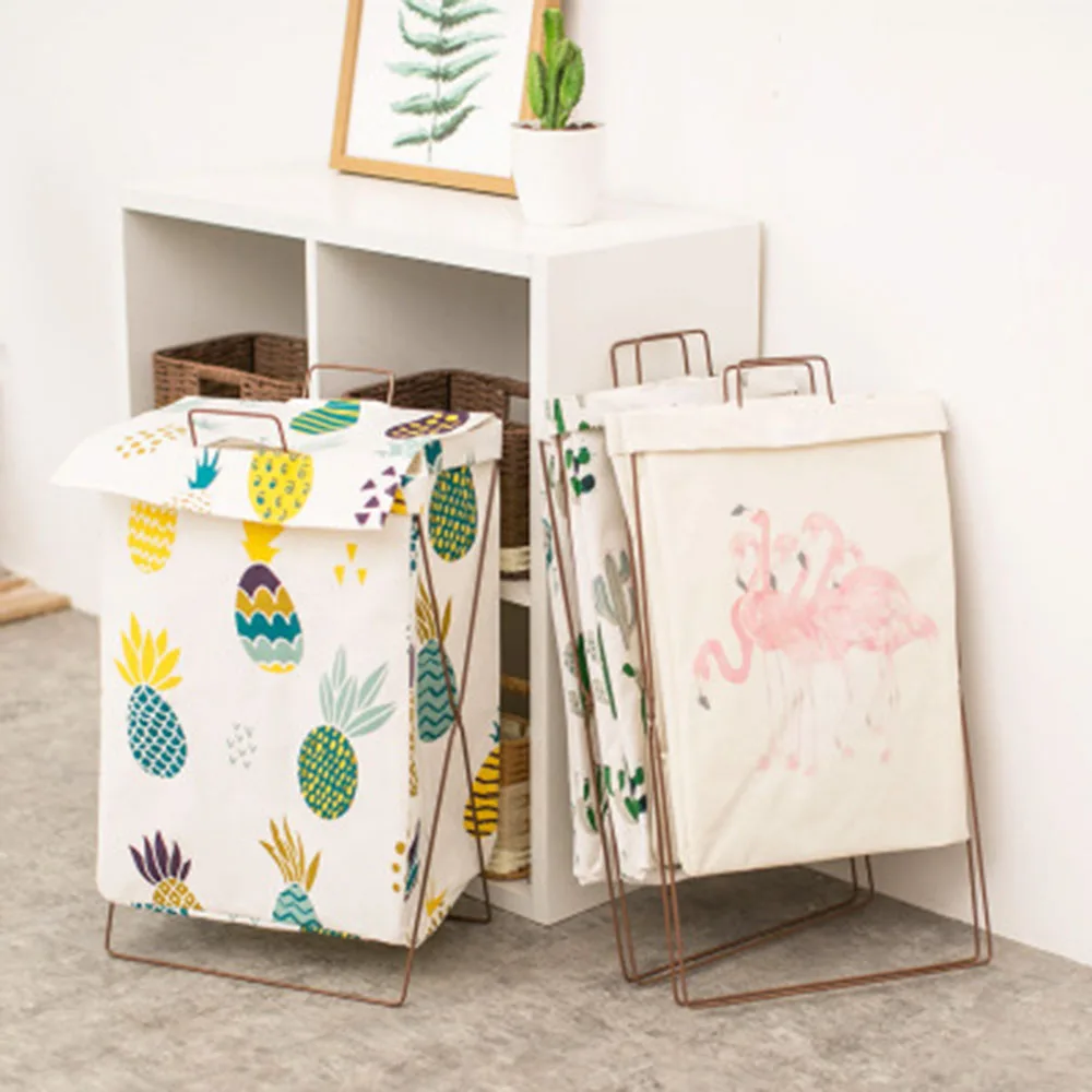 

Square Storage Bucket Oversized Foldable Beam Closure Sundries Clothes Dirty Cloth Basket Toy Bag Storage Basket Literary Style
