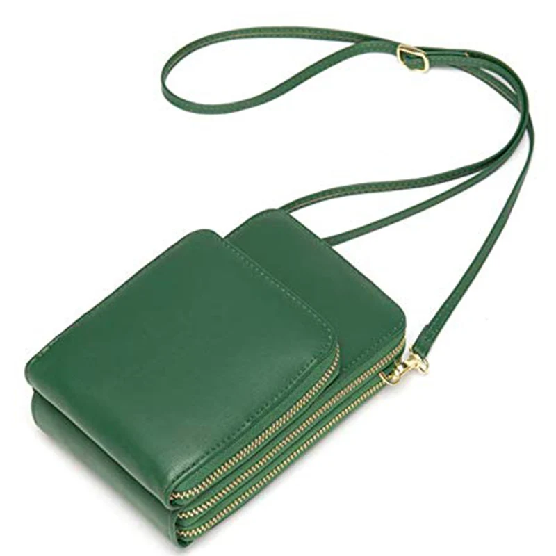 Leather Crossbody Cellphone Shoulder Bag for Female Student Smartphone Wallet with Removable Strap BJStore - Цвет: Коричневый