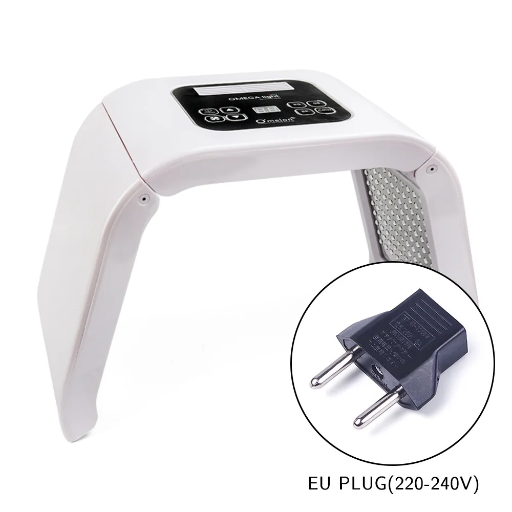 EU plug Профессиональный Фотон PDT светодиодный светильник маска для лица машина 7 цветов лечение акне отбеливание лица Омоложение кожи светильник терапия - Цвет: EU plug