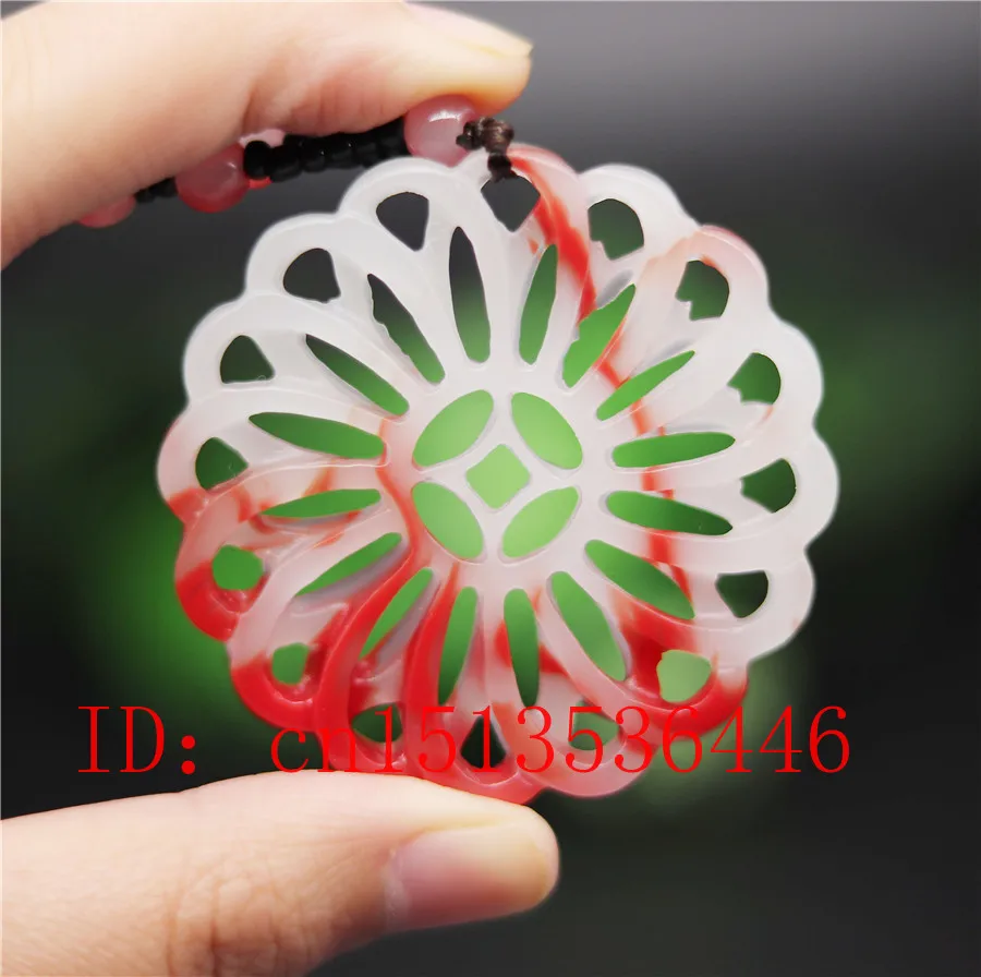 Китайская белая красная Нефритовая двухсторонняя полая ветряная мельница кулон