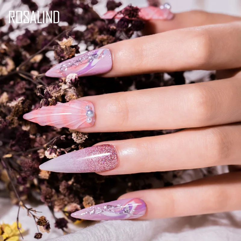 Nail Polish ROSALIND Gel Nail Polish Set 4/6PCS Vernis Semi Permanent Nail Polish Kit Summer Series Hybrid Varnishes All For Manicure