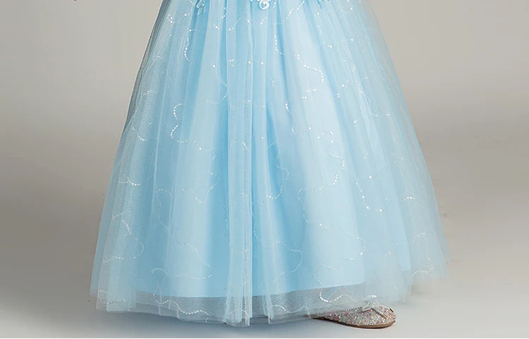 Skyyue/Платья с цветочным узором для девочек на свадьбу, длина паркета, платье принцессы из тюля с вышивкой, бальное платье с хлопковой подкладкой, BX683