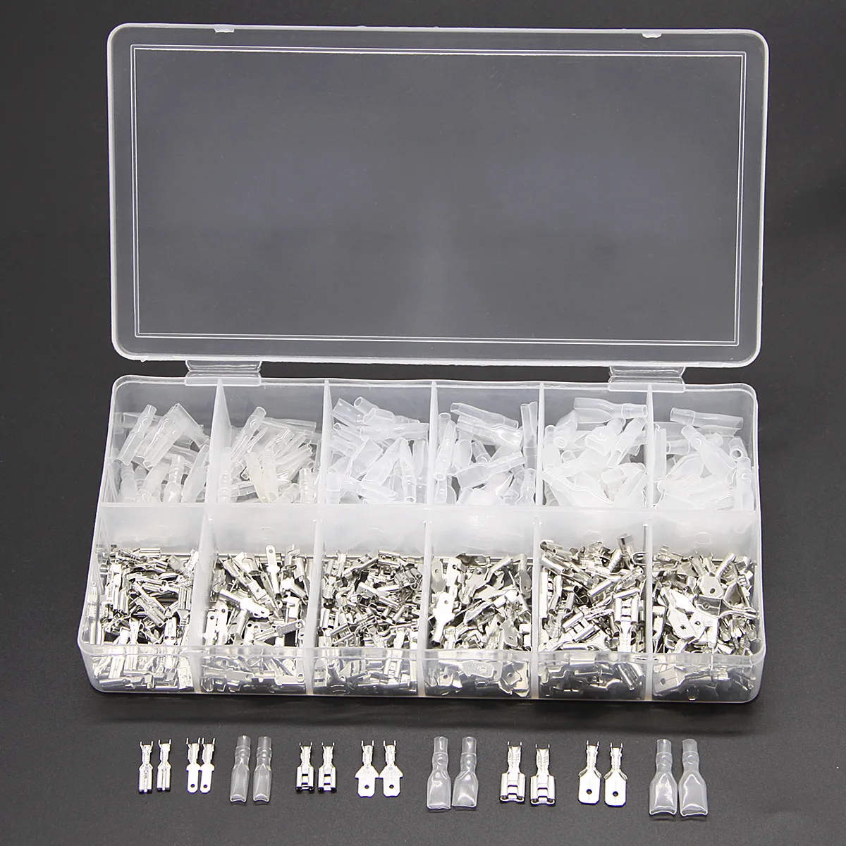  450PCS 2.8/4.8/6.3mm Assorted Automotive Splice Crimp Terminals Insulated Electrical Wire Butt Conn