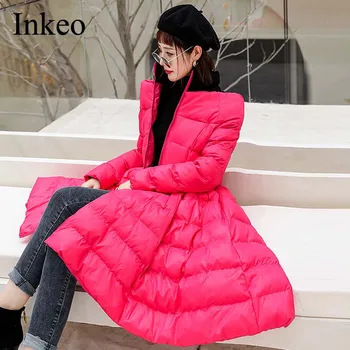 

Elegant Skirt Type Women Parkas Winter 2019 High collar Thick warm Coat Jacket Fashion Long sleeve Female Outwear INKEO 9O011