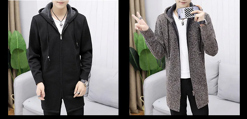 Sweatercoat Camisola Zíper Cardigans Masculina Manga Longa