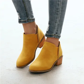 

Boots Women For Square Heel Boots Sexy Round Toe 2020 Winter Fashion Shoes Woman Botas Mujer Botte Femme