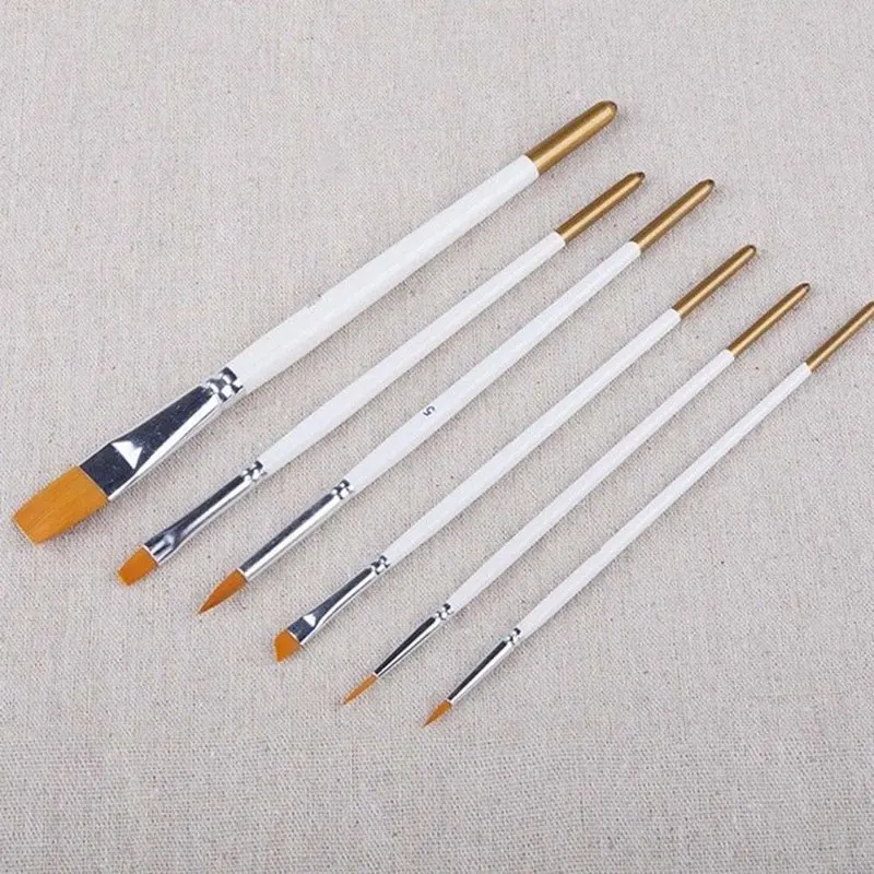 01 6 шт./компл. нейлоновые кисти для рисования набор с белая деревянная ручка стержень рисунок «сделай сам» инструменты - Цвет: 01