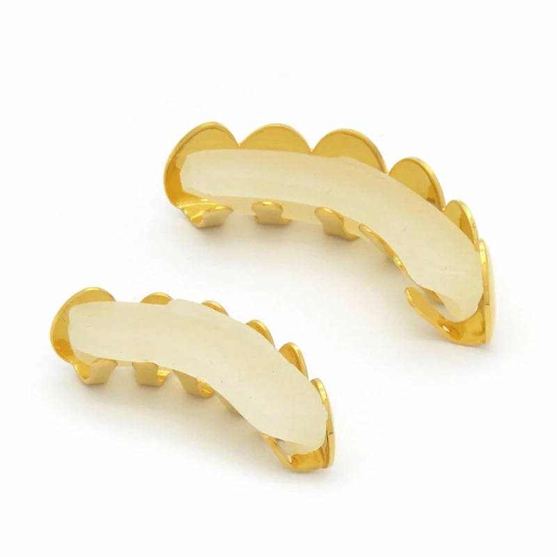 Hip Hop Gold Teeth Upper And Bottom Grills Dental Mouth Punk Teeth Caps Cosplay Party Tooth Rapper Body Jewelry Gift