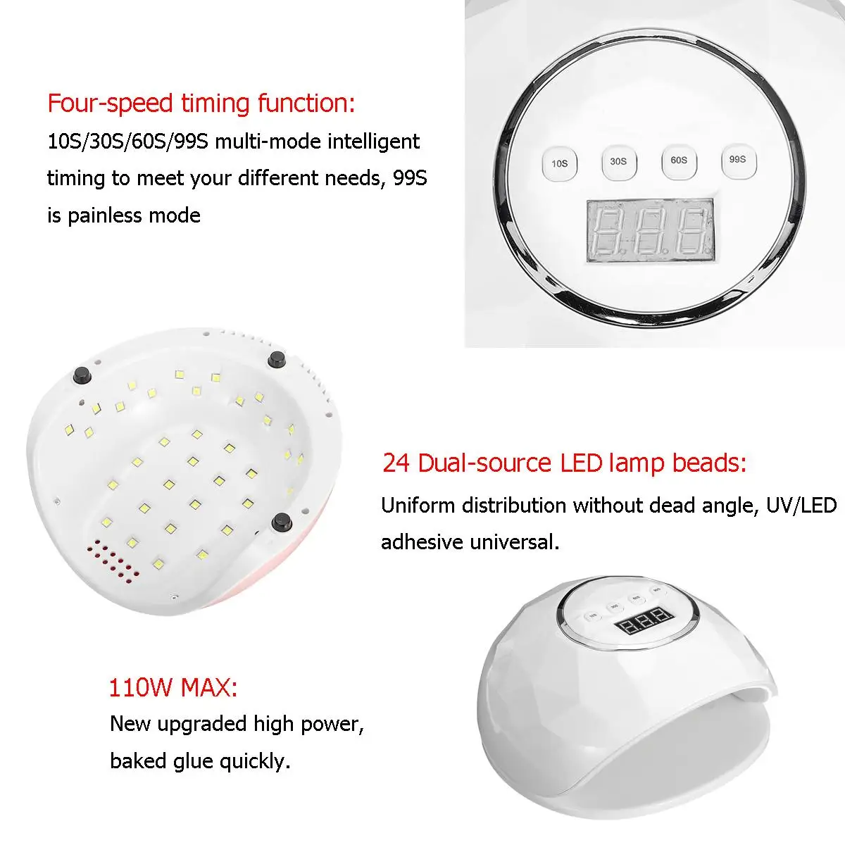 110W MAX UV 24 Блестящий лак для ногтей Cu. ring лампа для дизайна ногтей сушилка для лака клей таймер лампа маникюрная пилка сушилки инструменты для ногтей