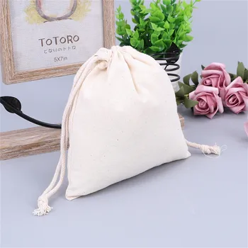 

1pc Cotton Fabric Drawstring Storage Bag Food Underwear Socks Jewelry Organizer Kitchen Environmental Flour Rice Holder G3