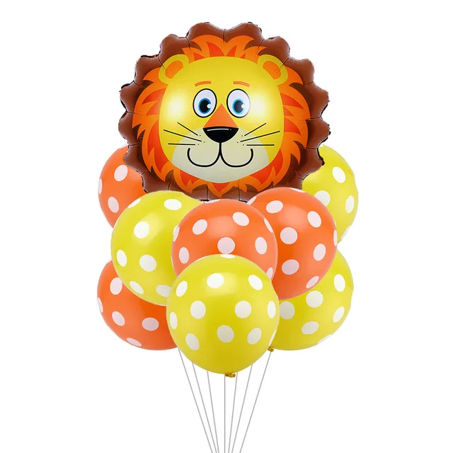 10pcs Balloons Джунгли сафари принадлежности для тематической вечеринки на день рождения ребенка душ украшения зоопарк животных набор в том числе пластины салфетки под чашки Воздушные шары Дети - Цвет: 10pcs Balloons