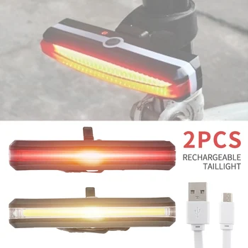 

2pc Bicycle Light USB Rechargeable Front Bike Tail Rear Light Waterproof Riding LED Rear Light Tail-lamp Bicycle Lamp Flashlight