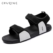 CHUQING/Брендовые мужские летние модные сандалии; пляжная обувь из натуральной кожи; удобная повседневная обувь для мужчин; большие размеры 38-48