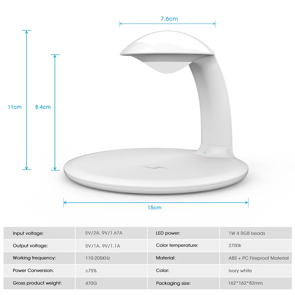 Wireless Charging Dock 10W Little Swan Night Light Fast Charger for Huawei iPhone Samsung Mobile Phone Holder Bookshelf Ornament