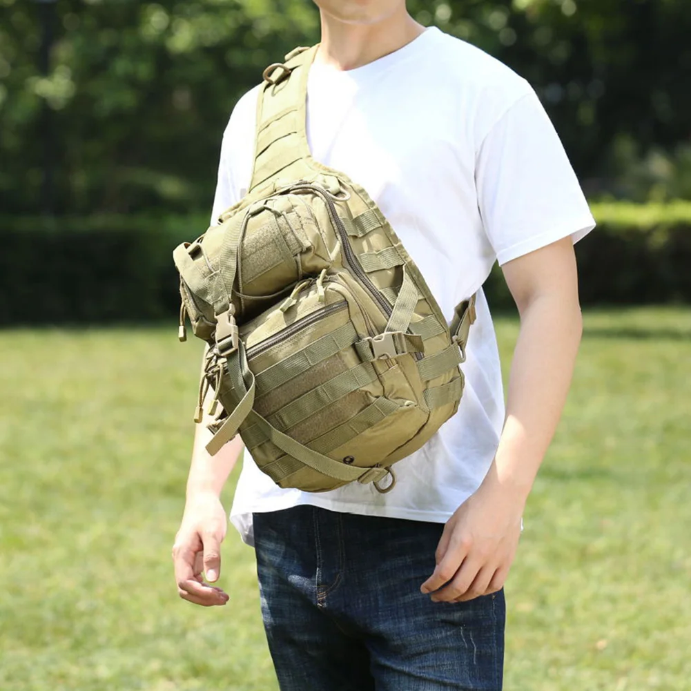 Men Tactical Chest Backpack Large Capacity Military Sling Camouflage Daypack Sports Bicycle Travel Shoulder Waist Bag