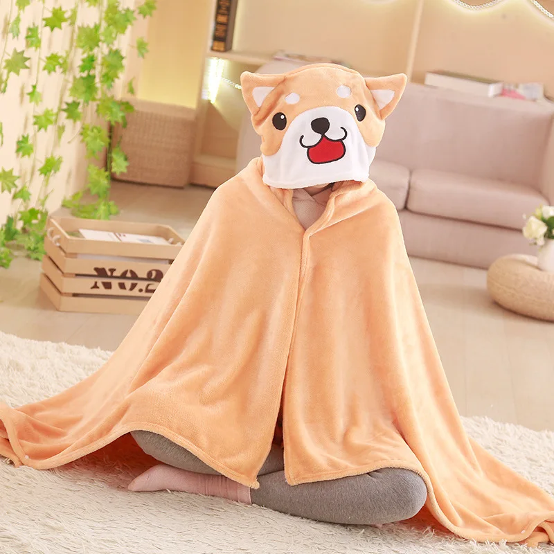 

Shiba Inu Two Ha Mantle Office Blanket Students Shawl Nap Cloak Lazy Cartoon Airable Blanket