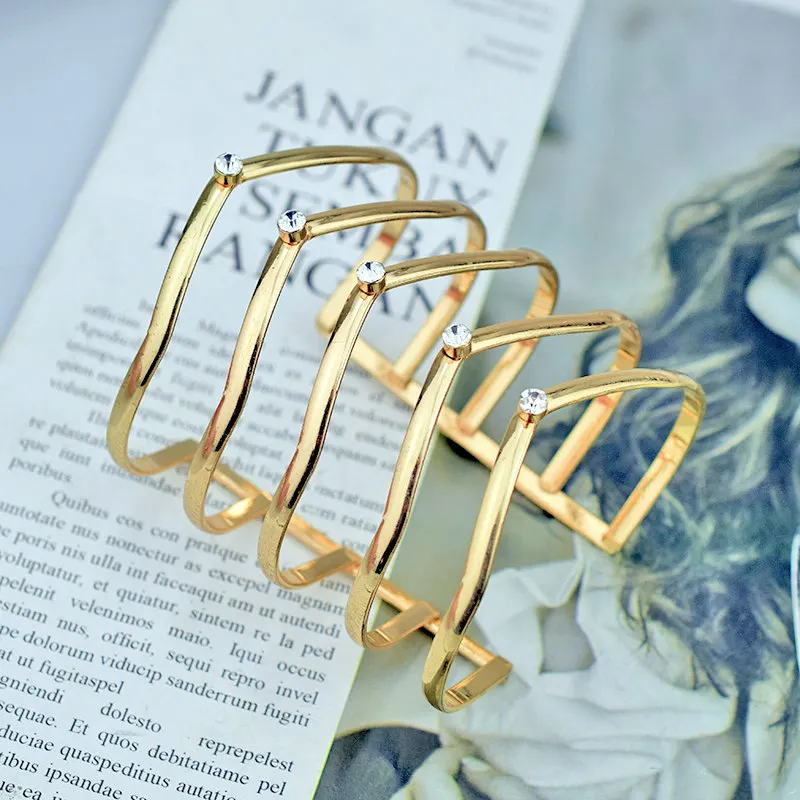 Bangle E 120 шт/лот открытый широкий золотой браслет для женщин манжета на руку браслеты металлические полые большие браслеты модные ювелирные аксессуары оптом - Окраска металла: Bangle E