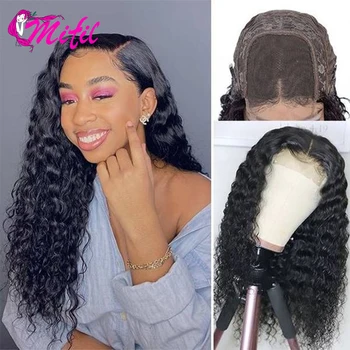 

Mifil 150 Density Peruvian Deep Wave 4x4 Lace Closure Wig With Baby Hair Deep Curly Human Hair Wigs For Women Transparent
