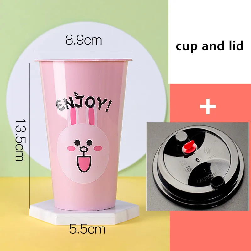 cup and lid6 50 шт., 90 калибр, плотная цветная Одноразовая чашка для чая, 500 мл напиток сок, кофе, пластиковые чашки, вечерние, на день рождения, стакан с рисунком - Цвет: cup and lid6