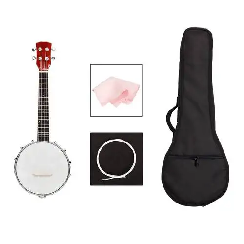

Exquisite Professional 4 string Banjo Set Wood Color Sapele Red ragtime bluegrass music traditional jazz gift Musical instrument