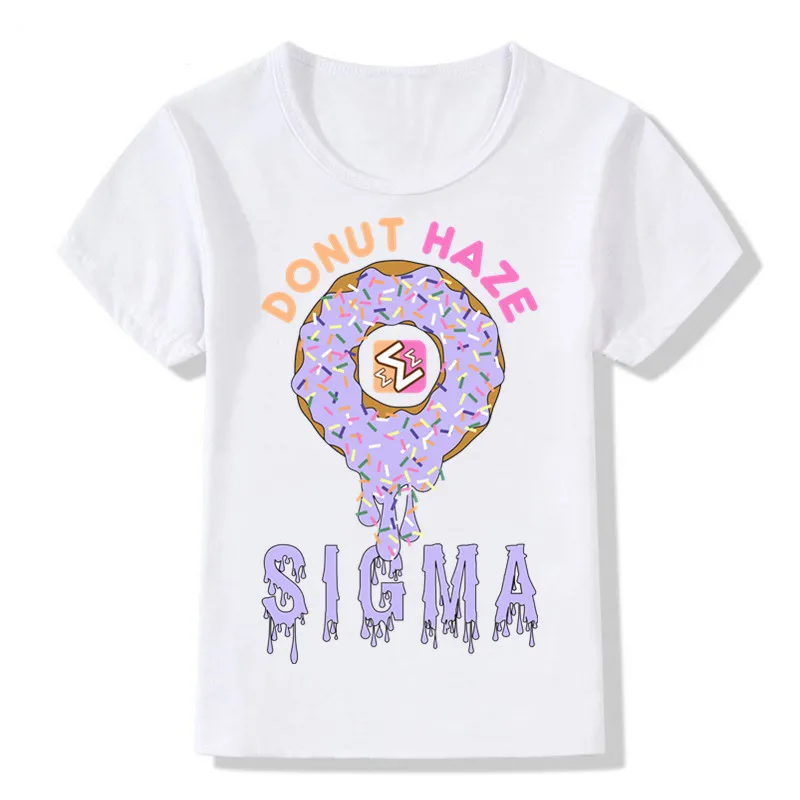 Summer White Girls Boys T Shirt Cute Cartoon Colorful Doughnuts Design Funny T-Shirts