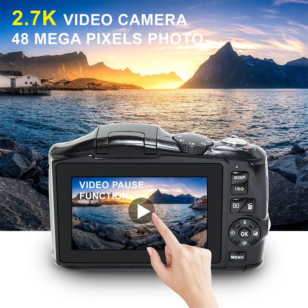 best cheap digital camera 4K HD 48 Million Pixel Digitial Camera Entry Mirrorless Digital Camera Anti-shake Camera with 32GB TF Card for Newbie Family digital camera for beginners