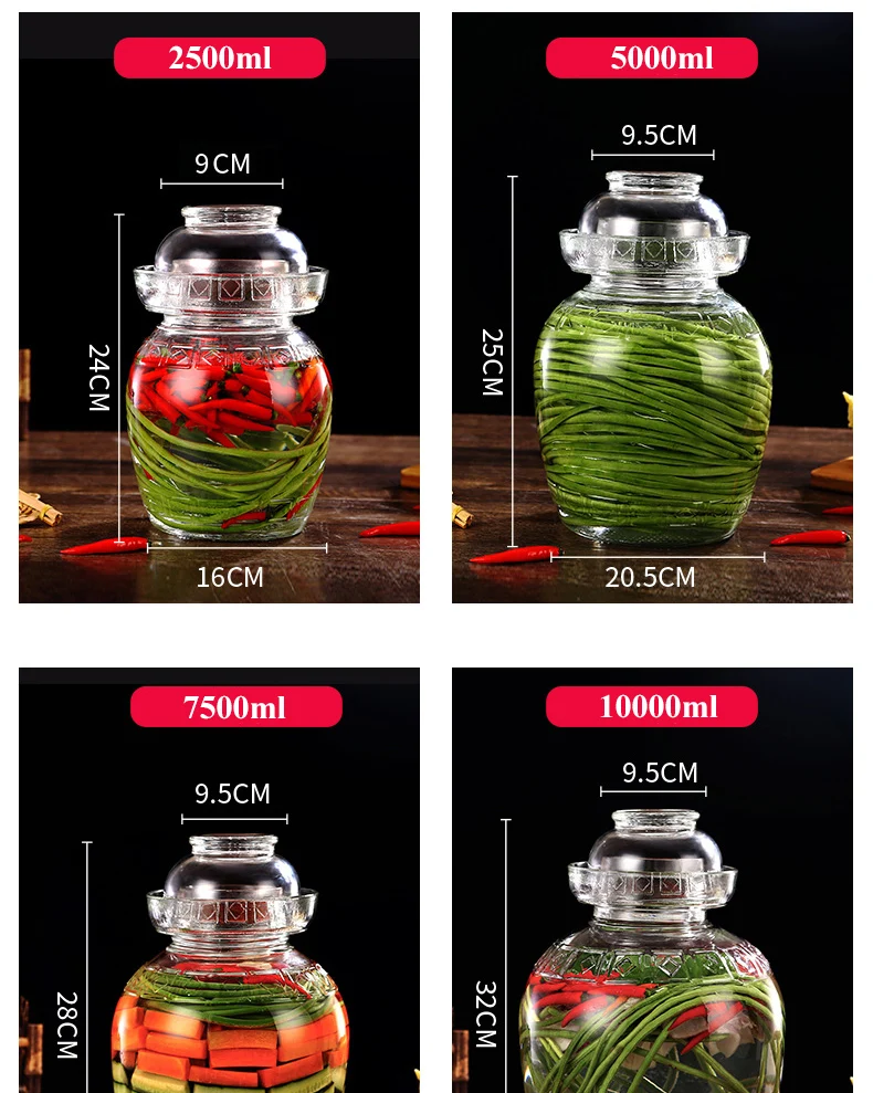 Утолщенная Стеклянная банка для Маринованного солонка, прозрачные бутылки для маринованный овощ, капуста, герметичный контейнер, канистра для хранения продуктов