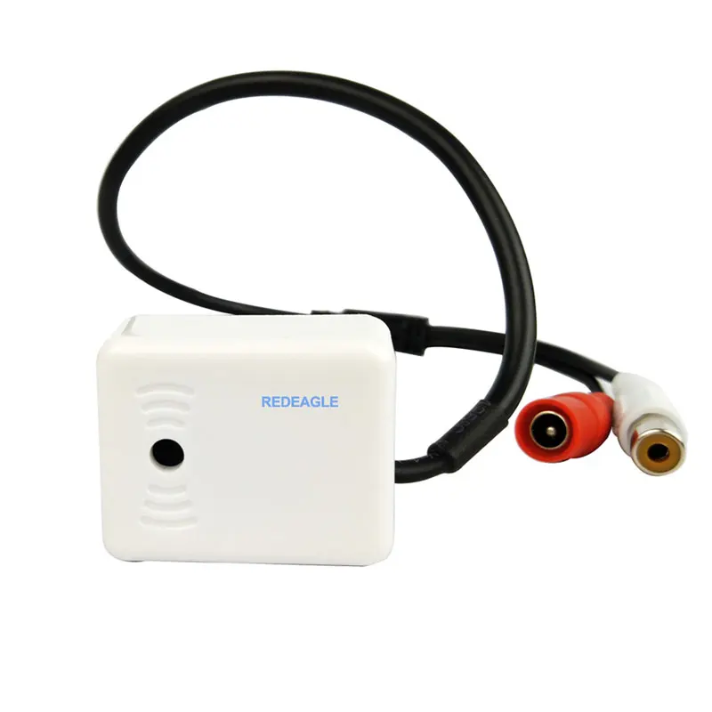 Microphone Sound Monitor REDEAGLE Adjustable Sensitivity CCTV Microphone Sound Audio Pick Up Device with 12V 1A Power Adapter + 5 Meters RCA Cable
