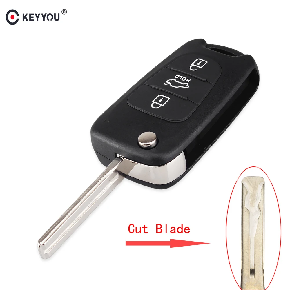 KEYYOU Cut/Uncut Blade 3 Buttons Flip Car Key Shell Case For Hyundai I30 IX35 Kia K2 K5 Folding Remote | Автомобили и мотоциклы