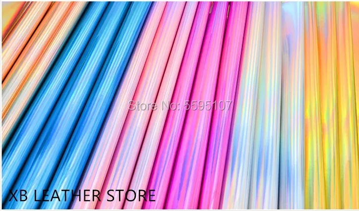 Радужная голографическая Лазерная зеркальная ткань из ПУ кожи гладкая